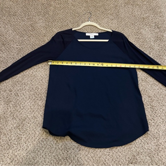 French Connection Classic Navy Long Sleeve Top Minimalist Workwear M - Picture 8 of 9